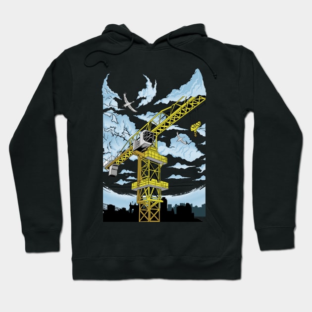 Tower Crane in Sky Hoodie by damnoverload